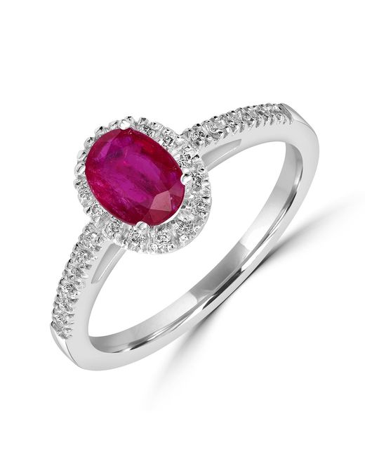 Artisan Metallic Ruby Gemstone Pave Diamond Oval Design Ring