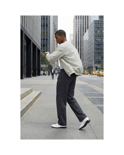Modenaire Gray Neutrals Collarless Bomber Jacket Relaxed Fit Soft Structure for men