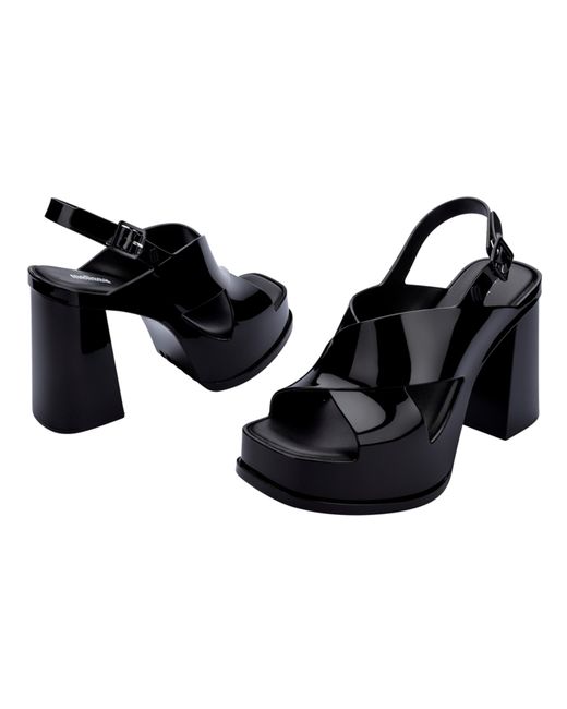 Melissa Black Jelly Heeled Buckle Sandals