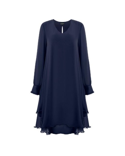 James Lakeland Blue Long Sleeve Wave Hem Dress