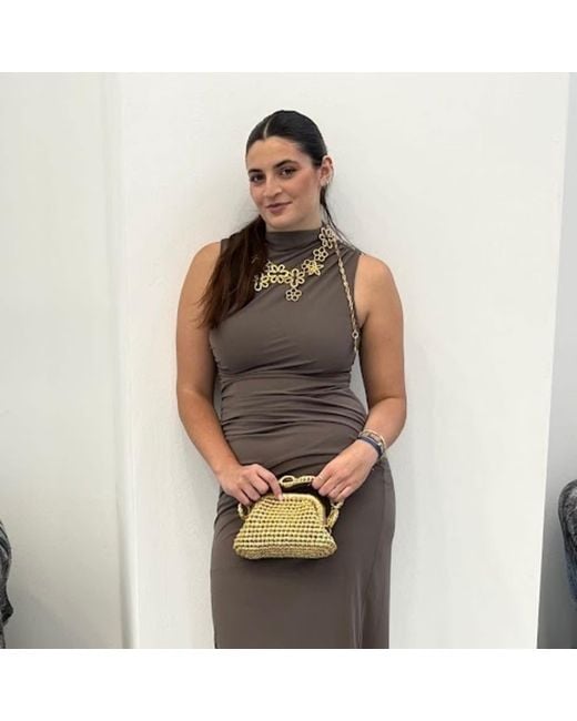 Sibylla Delphica Orange Mini Metallic Crochet Clutch Bag