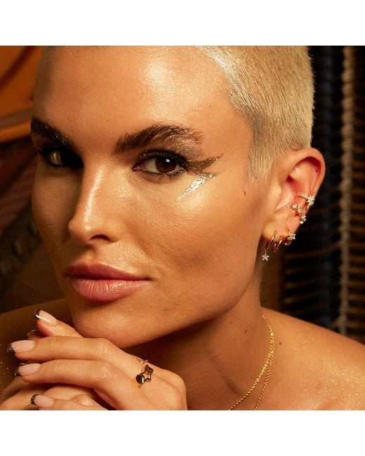 Scream Pretty Metallic Illusion Hoop Earrings With Sparkling Star Drop