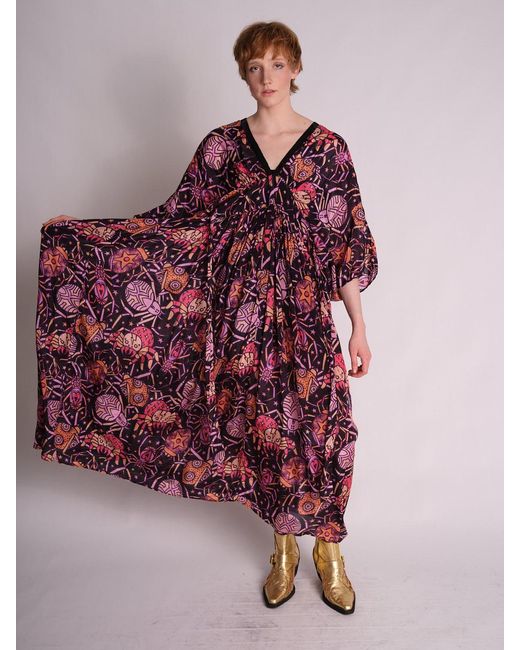 Any Old Iron Purple Spiders From Mars Kaftan Dress