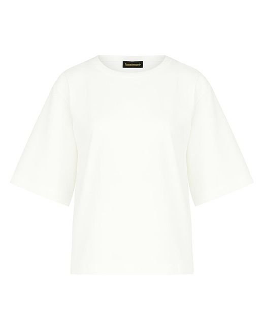 Conquista White Oversized Mercerized Cotton T-Shirt With Elbow-Length Sleeves
