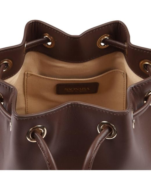 Saonara Brand Brown Bucket Bag Chocolat Leather