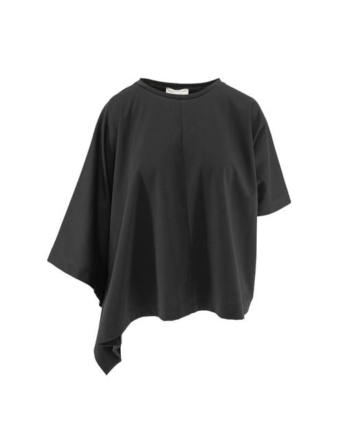 Silvia Serban Black Asymmetrical Jersey Top