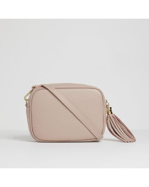 Betsy & Floss Natural Verona Crossbody Tassel Blush Bag With Snake Print Strap