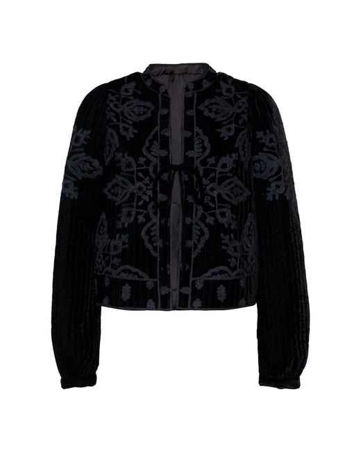 Rose & Nancy Black Lori Velvet Embroidered Quilt Jacket