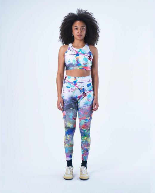 Lilia Munn Blue High Waisted Leggings –