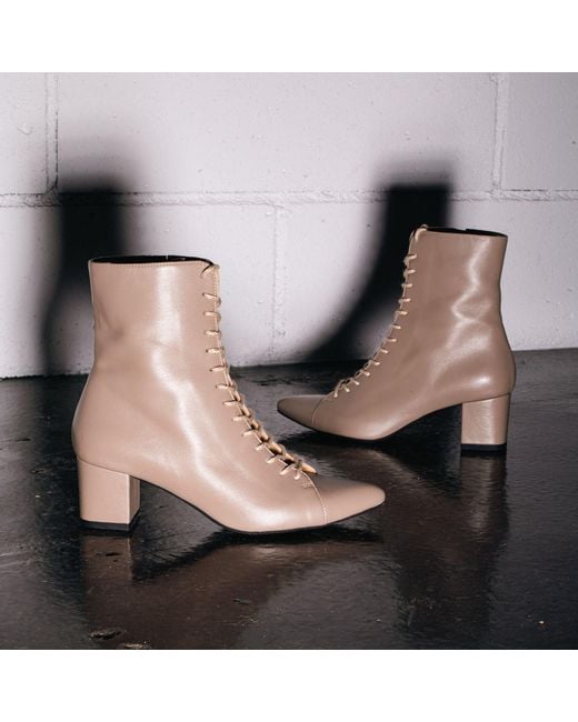 The 5Th Element Brown Neutrals Lucia – Mid-Shaft Lace-Up Boot