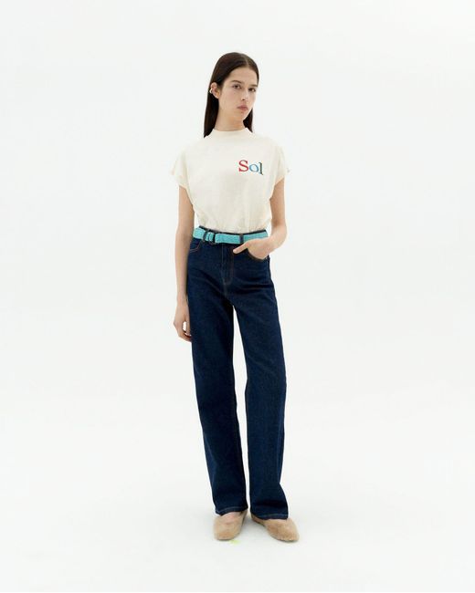 Thinking Mu White Embroidered Sol Type Volta T-Shirt