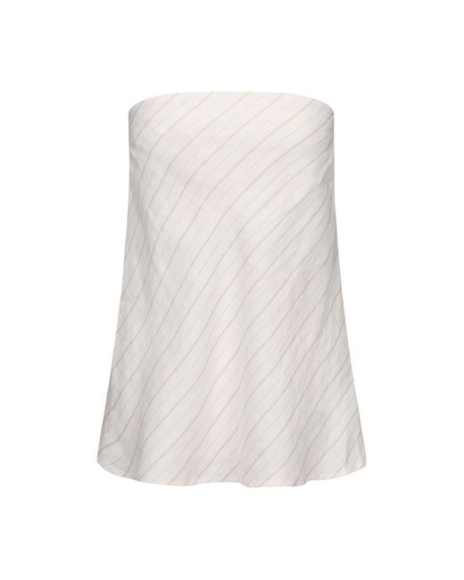 NUAJE NUAJE White Rhea Bias Linen Tube Top
