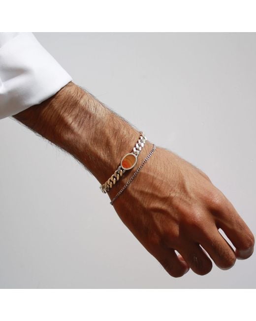 Fi Collection Metallic Sterling Carnelian Bracelet for men