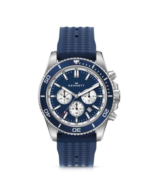 Kennett Watches & Accessories Blue Kennett Pacesetter Chronograph Watch With Fkm Rubber Strap for men