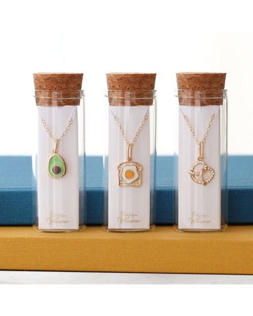 Kris Nations Metallic Egg On Toast Enamel Charm Necklace