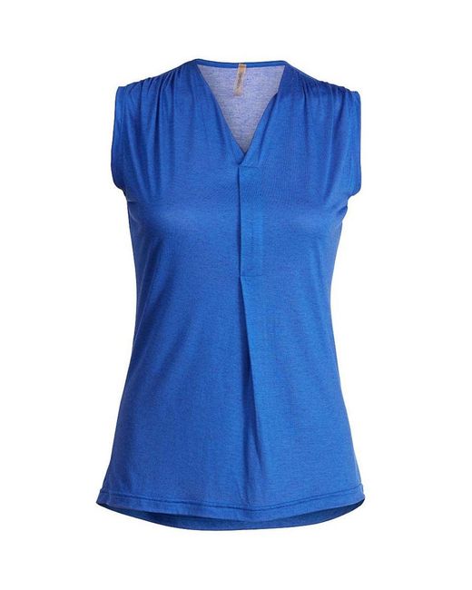 Conquista Blue Sleeveless V Neck Top
