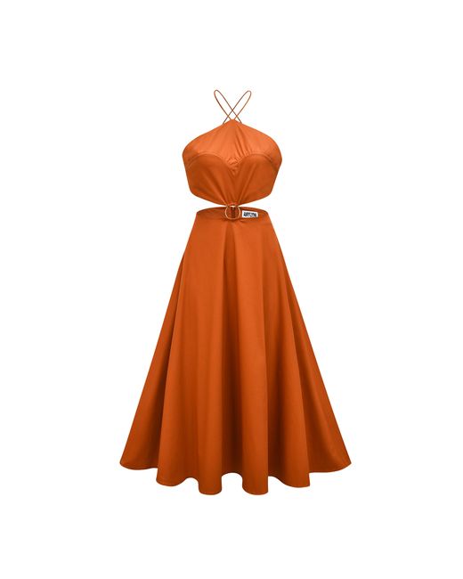 Amy Lynn Ava Tan Orange Halter Neck Dress