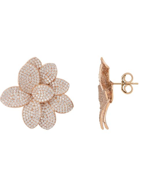 Latelita London Natural Rose Amaryllis Flower Large Stud Earrings Rosegold