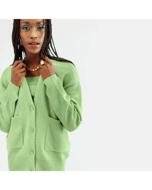 Zenzee Green Cashmere V-Neck Cardigan
