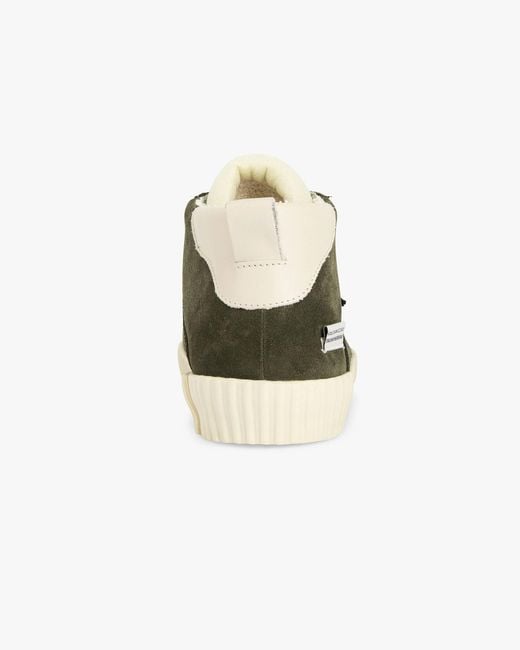 Springa | Unique Vulcanized Sneakers Italian Handmade Green Wavy Suede Military High Top for men