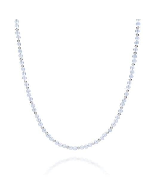 Nellou Jewellery Metallic Jewel Bead March Birthstone Necklace Sterling