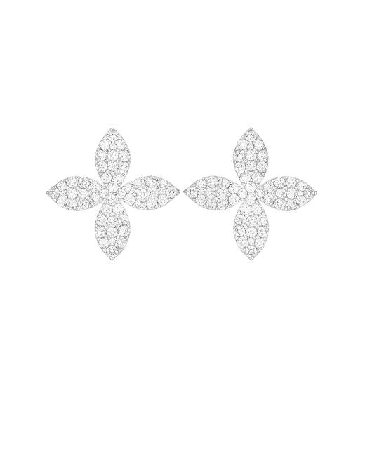 Maison De Gala White Crystal Fleur Statement Earrings