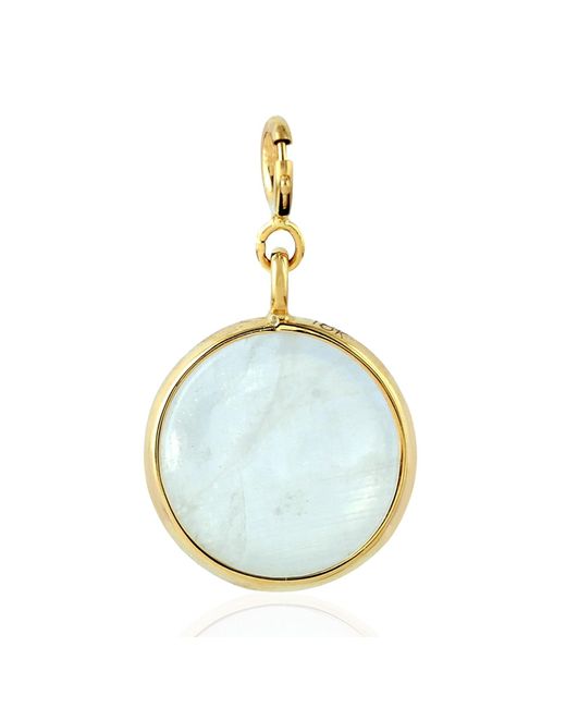 Artisan Blue 18k Yellow With Bezel Set Moonstone Gemstone Moon Design Charm Pendant