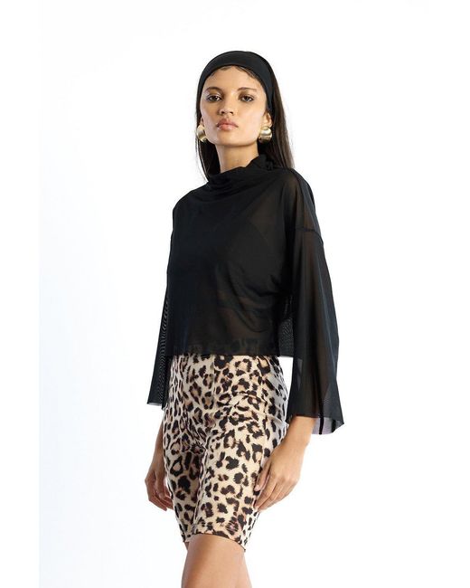 No'design Black Sheer Oversized Crop Top