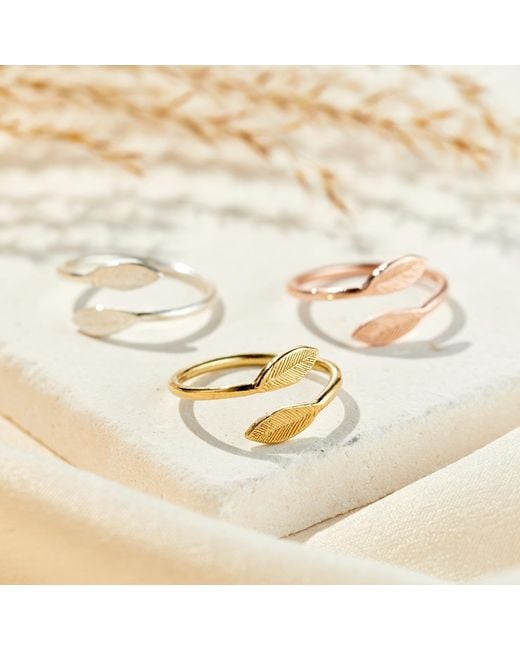 Posh Totty Designs Metallic Yellow Gold Plated Leaf Open Ring