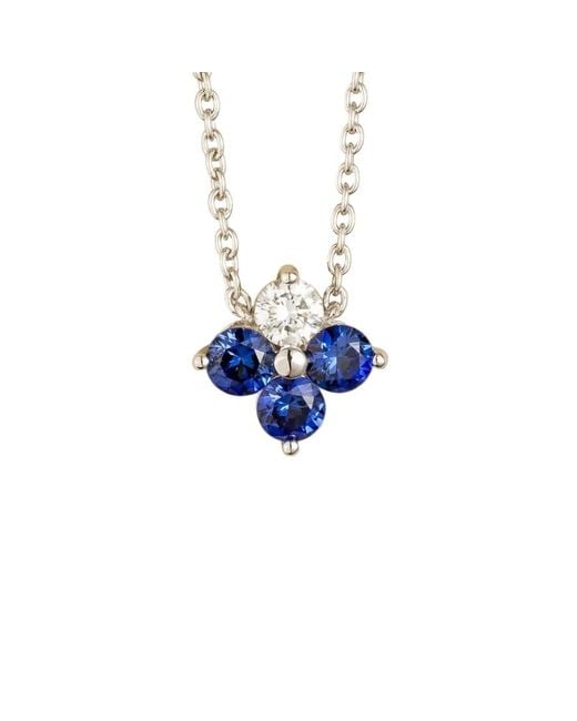 Juvetti Blue Clover Sapphire & Diamond Necklace