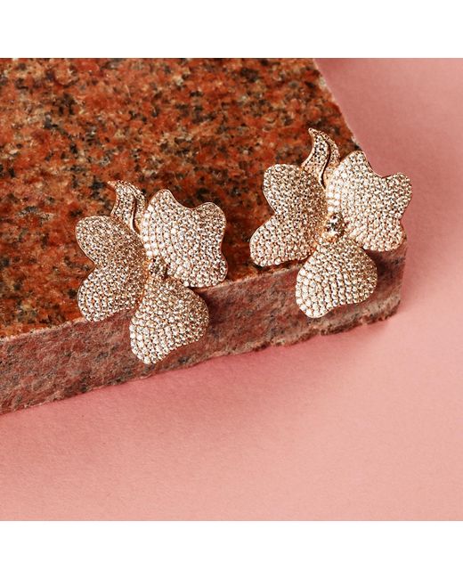 Latelita London Natural Rose Flower Large Stud Earrings Rose