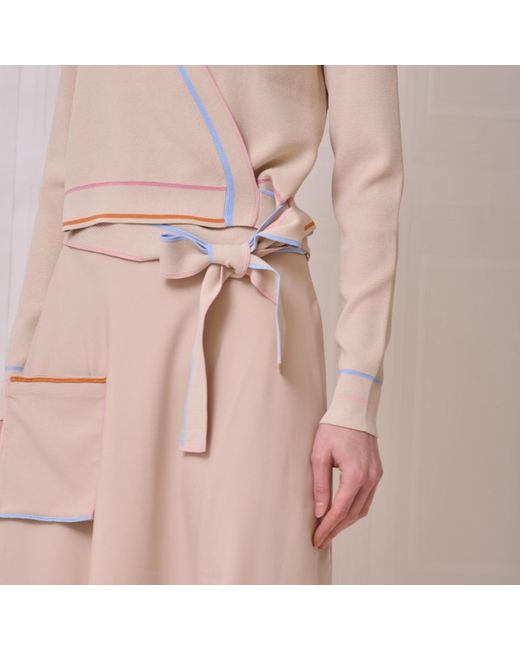 Roch Perel Natural Neutrals Coloured Trim Wrap Sweater