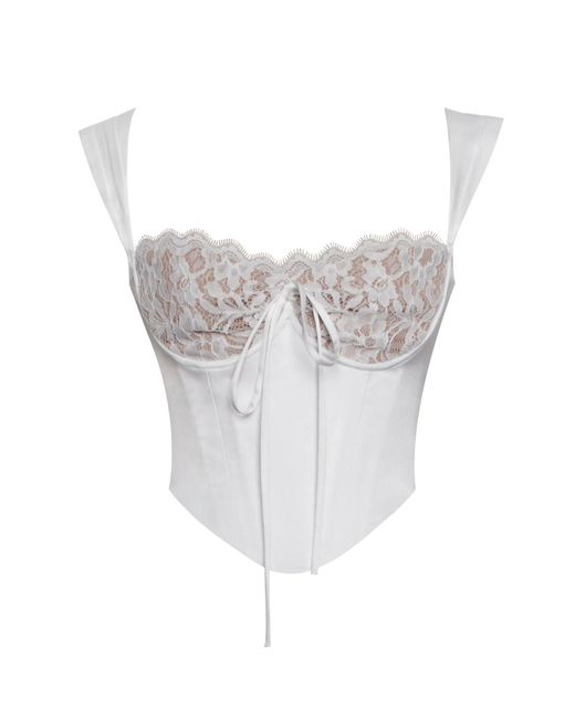 Miss Circle New York White Everly Lace Satin Corset Top