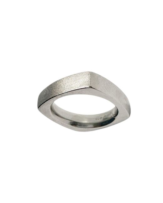 Tg-Jewellery by Tamara Gervasio Metallic Platinum Solid Square Band Ring Handmade