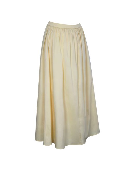 Miss Circle New York White Wina Lemon Cotton Poplin Low-Waisted Maxi Skirt