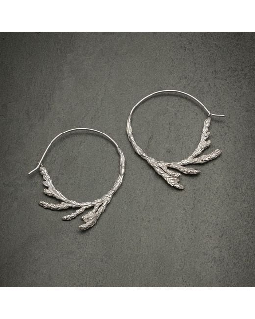 Zula Jewelry + Design Metallic Sacred Cedar Hoop Earrings Sterling
