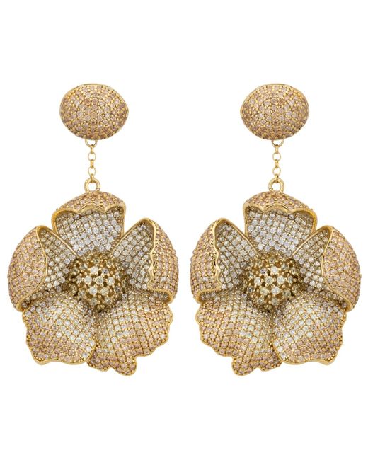 Latelita London Metallic Poppy Flower Drop Earrings Lemon