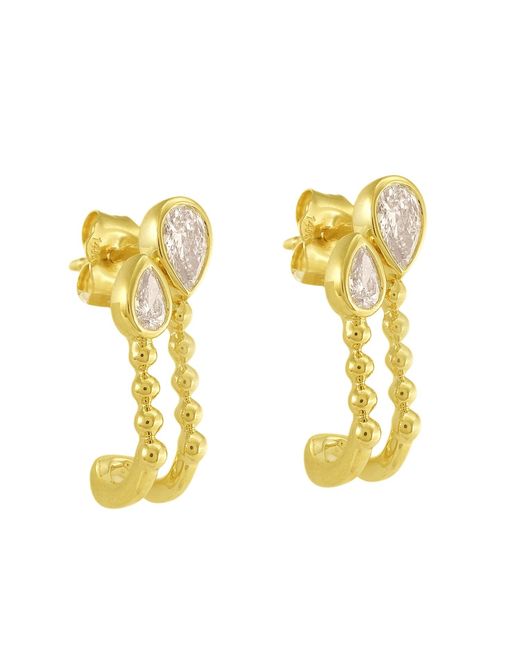 Artisan Metallic Pear Diamond Double Hoop Earrings