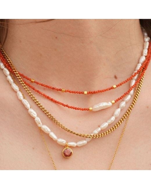 LINYA JEWELLERY Metallic Kely Coral Pearl Necklace
