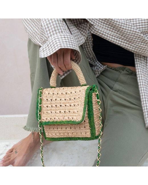 Zanatany Concepts Green Brouly Raffia Bag