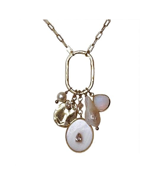 Rare Matters Jewelry Metallic Radiance Charm Mother Of Pearl Necklace