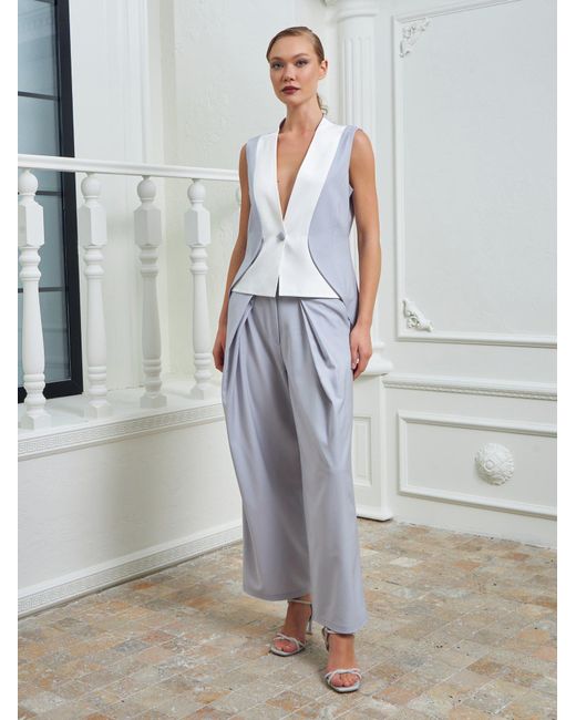 Lumina Eligma Blue The Gathered Suit Pants Ensemble