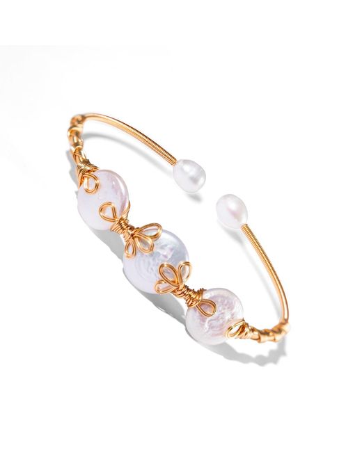 Ebru Jewelry Metallic Handcrafted Baroque Pearl Goddess Bracelet