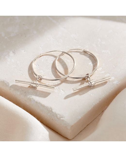 Posh Totty Designs Metallic Sterling T Bar Charm Hoop Earrings