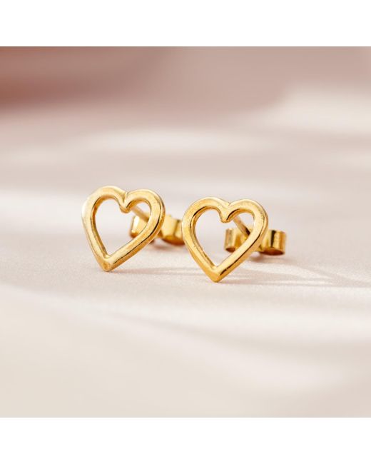 Posh Totty Designs Metallic Yellow Gold Plated Open Mini Heart Stud Earrings