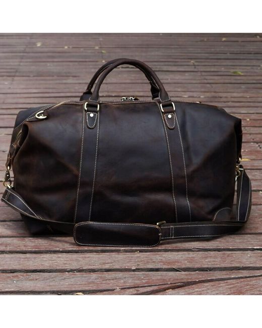 Touri Black Classic Traveller Leather Holdall for men