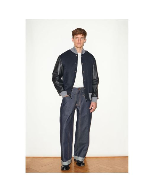 Hegarty Blue Varsity Bomber Jacket for men
