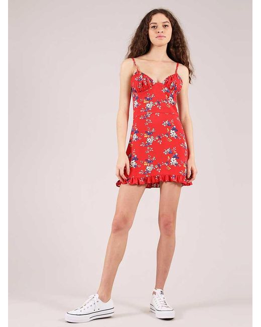 blonde gone rogue Red Flower Power Mini Dress, Upcycled Viscose