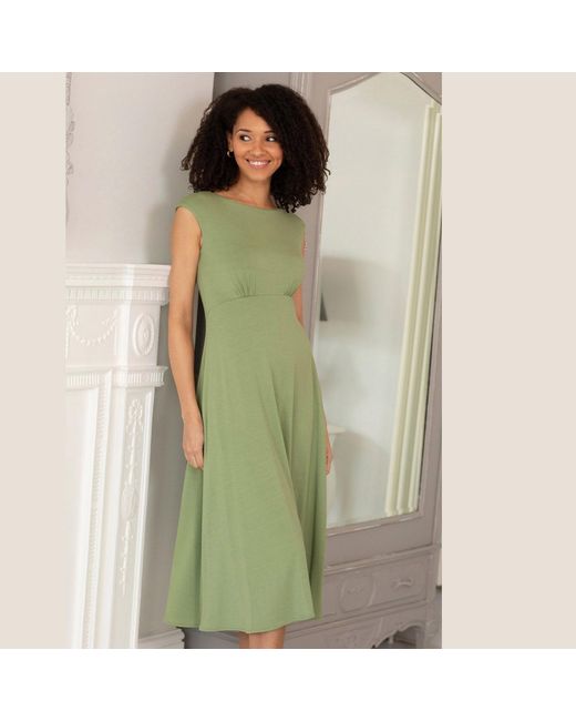Alie Street London Green Luna Midi Dress With Pockets
