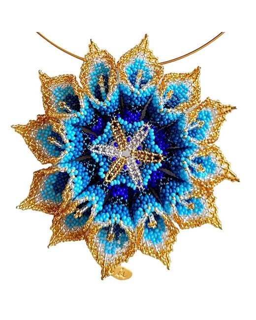 Iliana Arrazola Blue Dahlia Flower Choker